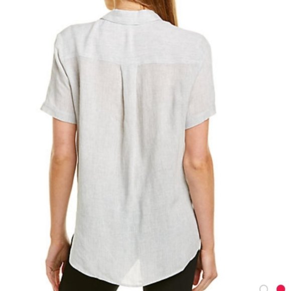 Theory | Women's Hekanina Linen Tie Front Shirt Lg - Picture 12 of 12